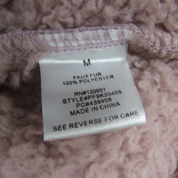 Pink Rose Mauve Purple Sherpa Teddy Quarter Zip Pullover Medium - Picture 3 of 4